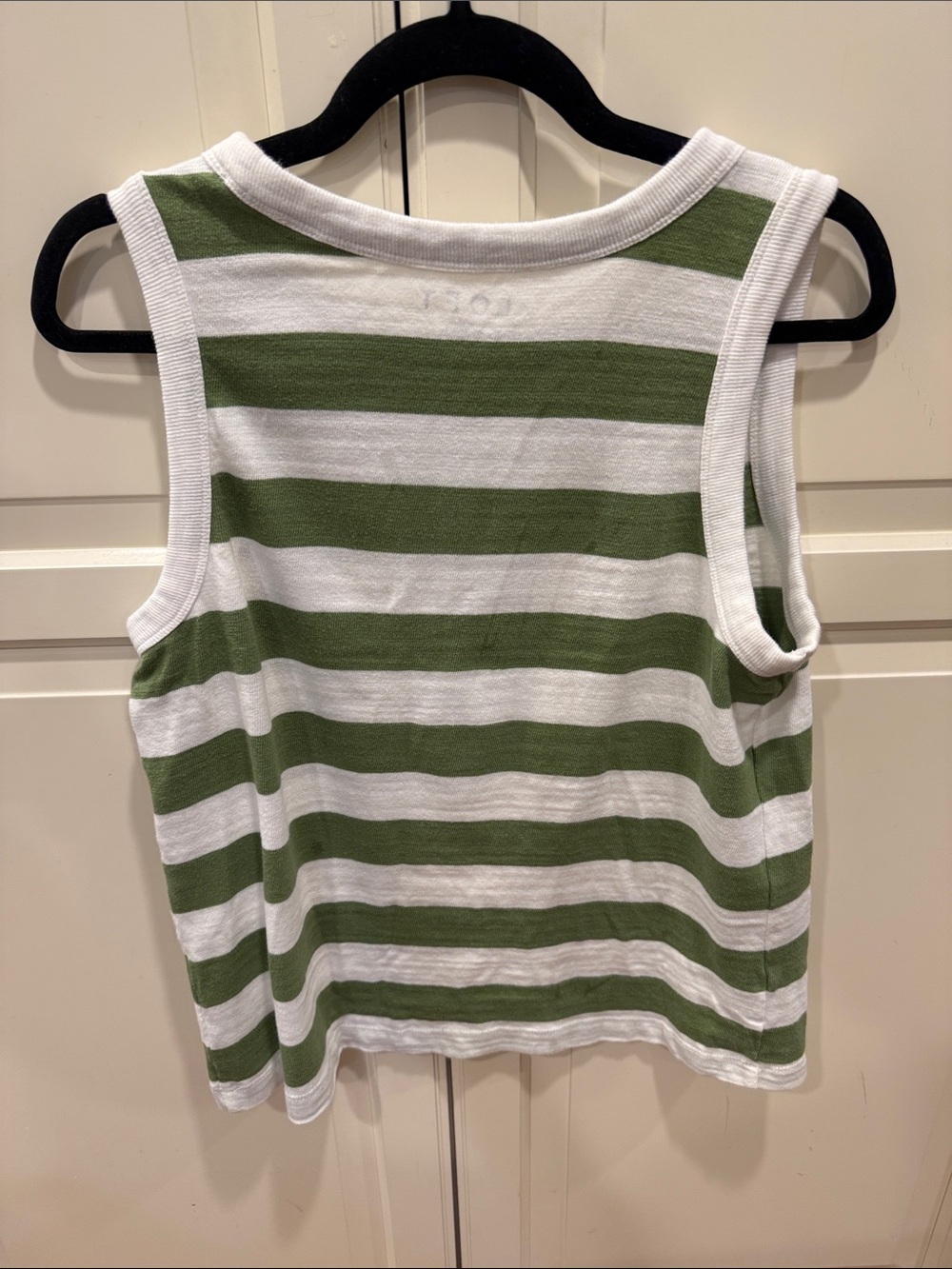 LOFT Green and White Horizontal Stripe Tank Top - Picture 2 of 5